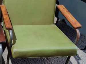Reception Seating - Vinyl Chair/Wooden Arms/ Avocado Green - Image 1