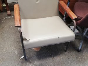 Reception Seating - Vinyl Chair/Wooden Arms/ Grey - Image 1
