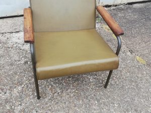 Reception Seating - Vinyl Chair/Wooden Arms/ Olive Green - Image 1