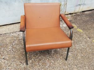 Reception Seating - Vinyl Chair/Wooden Arms/ Tan - Image 1