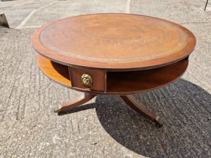 Table - Mahogany Drum with Leather Inlay (1940s)