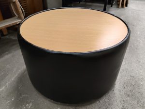 Coffee Table - Round Black Vinyl and Beech