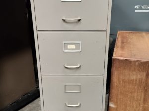 Filing Cabinet - Roneo Vickers Grey with Chrome Handles - Image 1