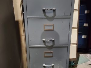 Filing Cabinet - Roneo Vickers Dark Grey with Chrome Handles - Image 1